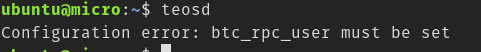 teosd no rpc user error message